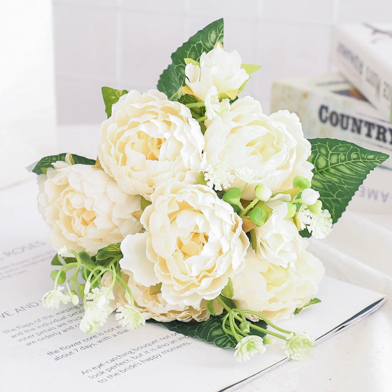 fleurs artificielles soie pivoine hortensia décoration mariage bouquet