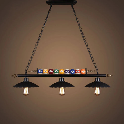lustre vintage industriel en forme de boule de billard avec abat-jour en verre