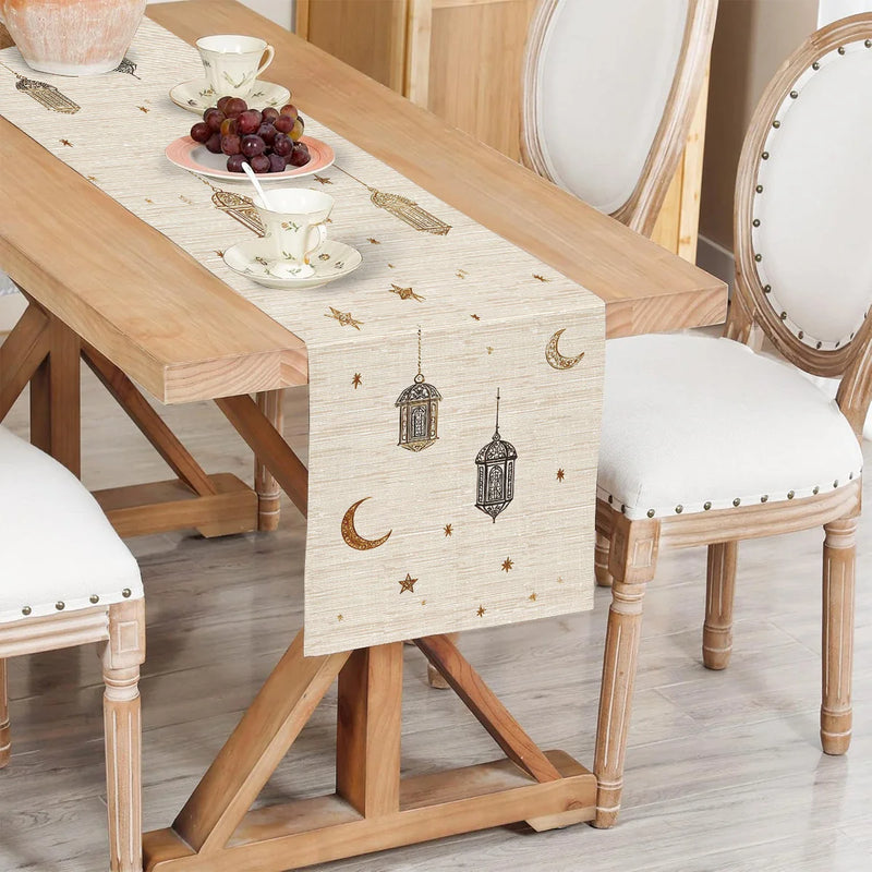 Chemin de table ramadan motifs lanterne lune étoiles