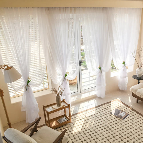 Voilage tulle moderne transparent pour fenêtre salon décoration