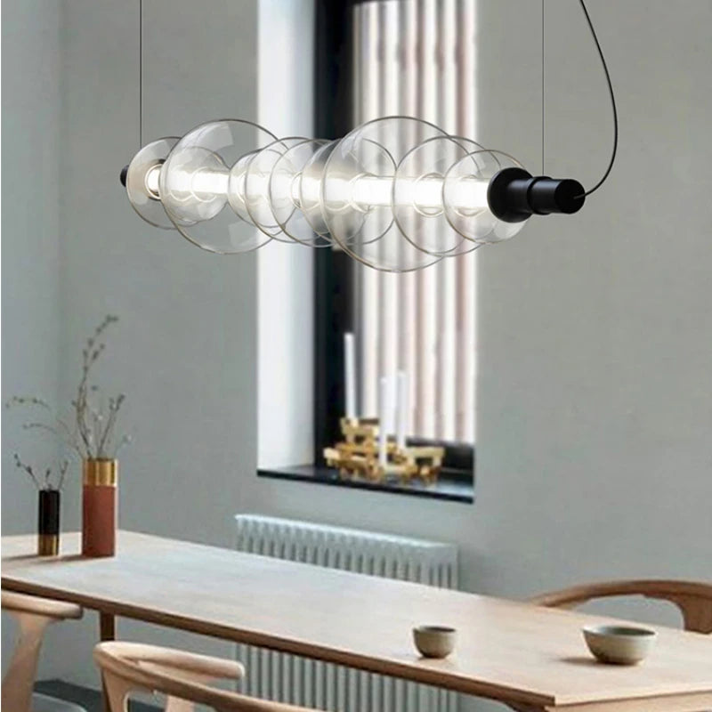 comptoir de bar moderne avec bande lumineuse suspendue - vue 7 sur 9