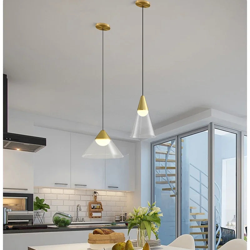 Lamp Modern Pendant Light, 1-Light Gold LED Pendant Light Fixture For Kitchen Island Bedroom Hallway Dining Room Living Room Ca - vue 4 sur 10