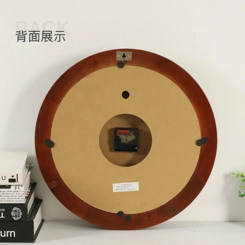 horloge murale luxe en bois et métal style rétro silencieuse - vue 10 sur 14