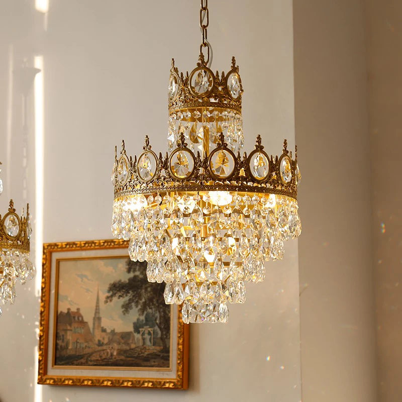 lustre rétro en cristal pour éclairage intérieur décoratif - vue 5 sur 14