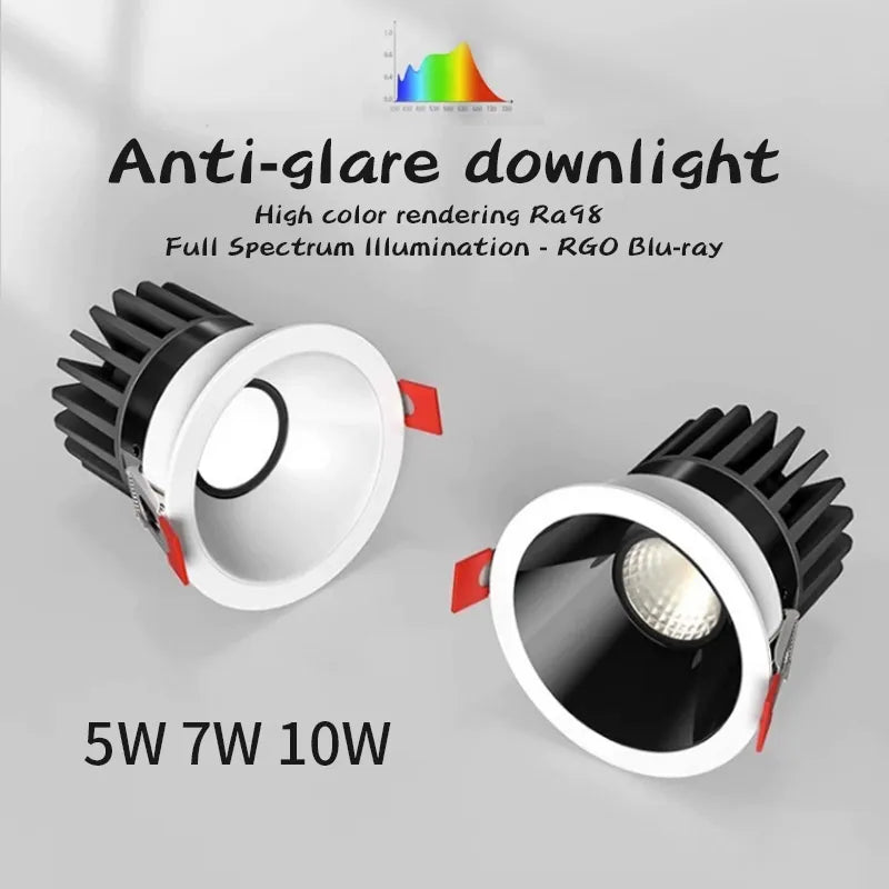LED downlight embedded ceiling light, cool white/warm white AC220V 3 kinds of dimming colors 5W 7W 10W home eye protection light - vue 2 sur 18