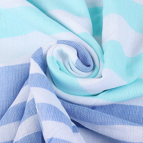 serviette de plage turque coton rayures pompons legere