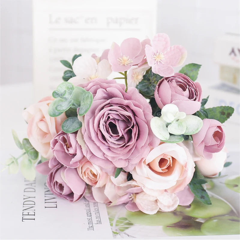 fleurs artificielles soie pivoine hortensia décoration mariage bouquet