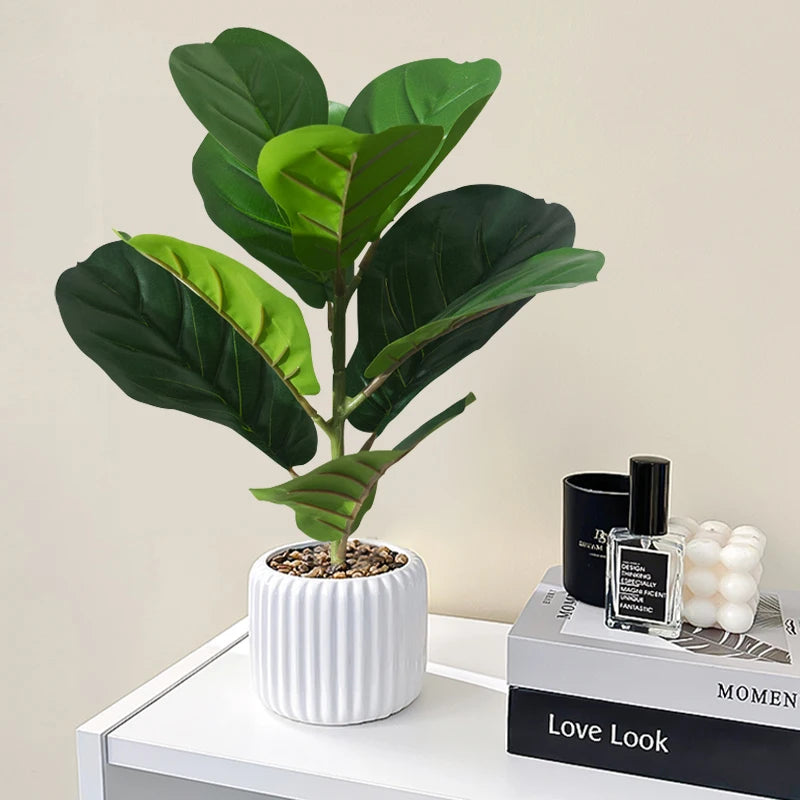 faux ficus arbre artificiel plante tropicale en plastique pour décoration intérieure - vue 4 sur 6