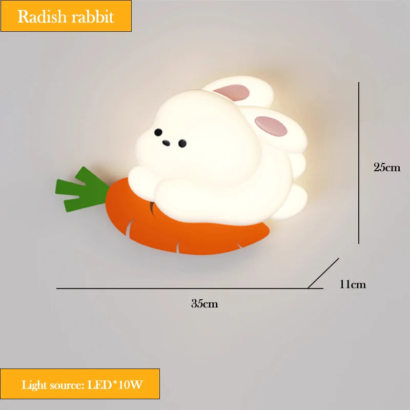applique murale lapin radis LED pour chambre enfant - vue 8 sur 8