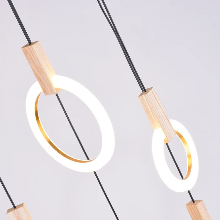 Modern Creative Led Wooden Living Room Chandelier, Bedroom Lamps Nordic Attic Chandelier, Dining Room Decorative Chandelier - vue 4 sur 6