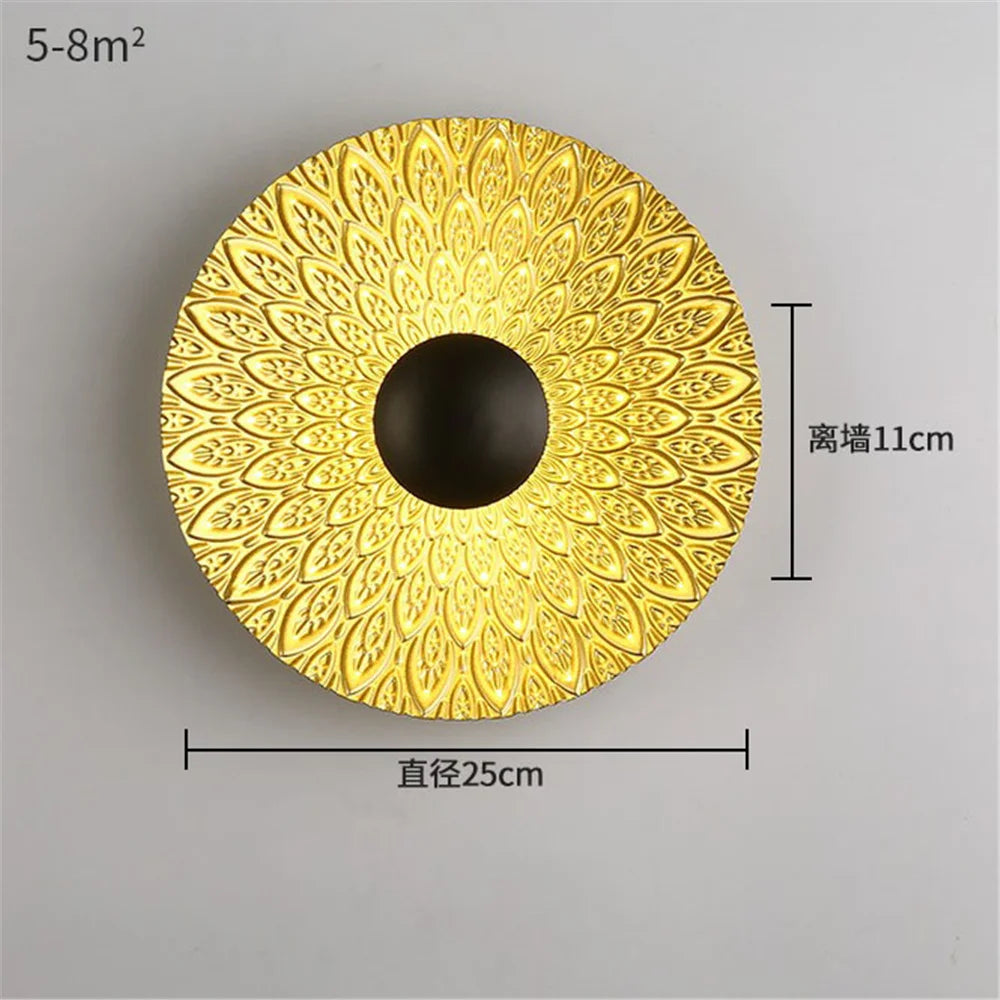 applique murale LED ronde en métal nordique décoratif pour intérieur moderne - vue 14 sur 23