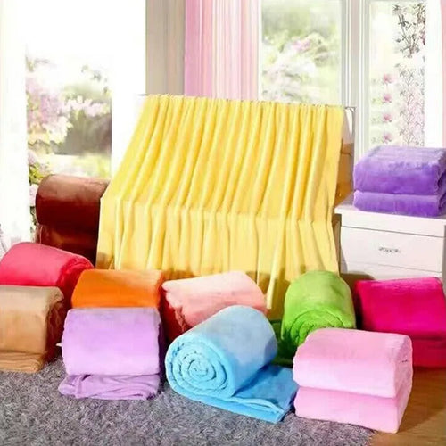 Plaid flanelle polaire corail doux chaud canapé lit - vue 3 sur 14