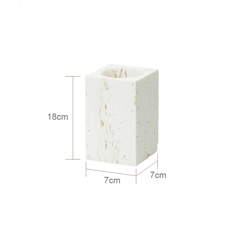 ensemble daccessoires en travertin beige pour salle de bain - vue 20 sur 20