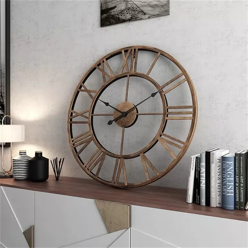 horloge murale 3D rétro en métal style nordique silencieuse et précise - vue 5 sur 8