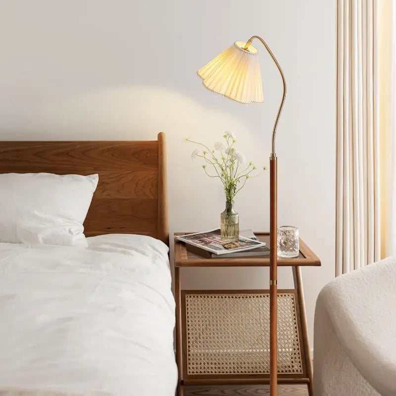 Lampadaire bois massif rétro japonais luxe haut gamme bureau chambre - vue 6 sur 8