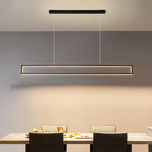 suspension led moderne éclairage intérieur design rectangulaire - vue 4 sur 14