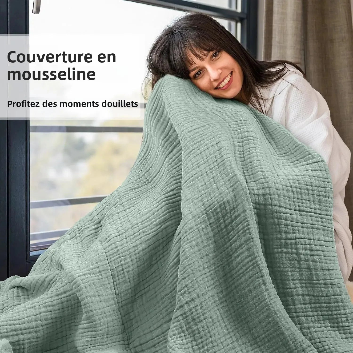 plaid mousseline coton leger style boheme salon chambre - vue 3 sur 7