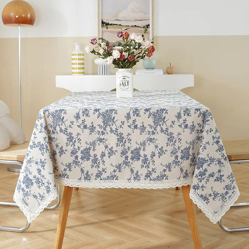Nappe style champetre dentelle marguerite pompons decoration table