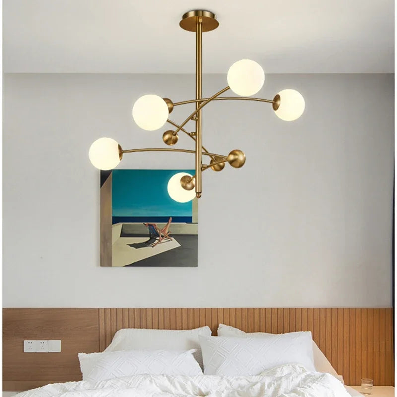 Lustre nordique en cuivre à 5 têtes