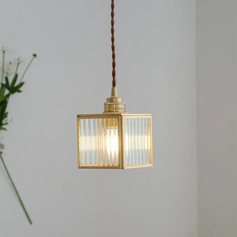 suspension vintage en cuivre avec verre pour éclairage intérieur - vue 4 sur 9
