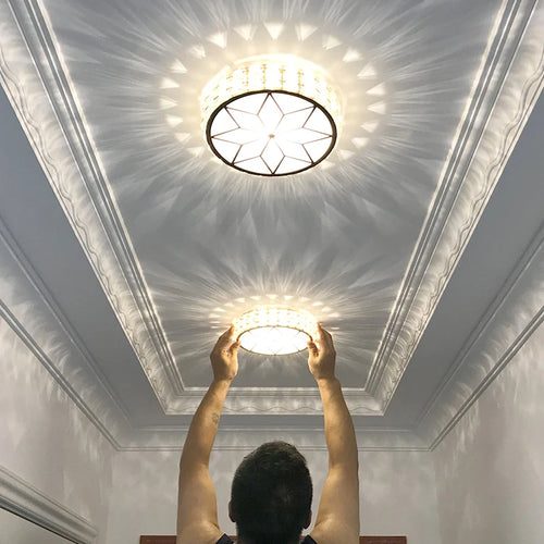 Plafonnier en cristal moderne salon couloir rond plafonnier carré chambre escaliers Vestibule montage en Surface balcon allée - vue 5 sur 8