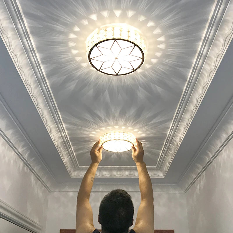 Plafonnier en cristal moderne salon couloir rond plafonnier carré chambre escaliers Vestibule montage en Surface balcon allée - vue 4 sur 8