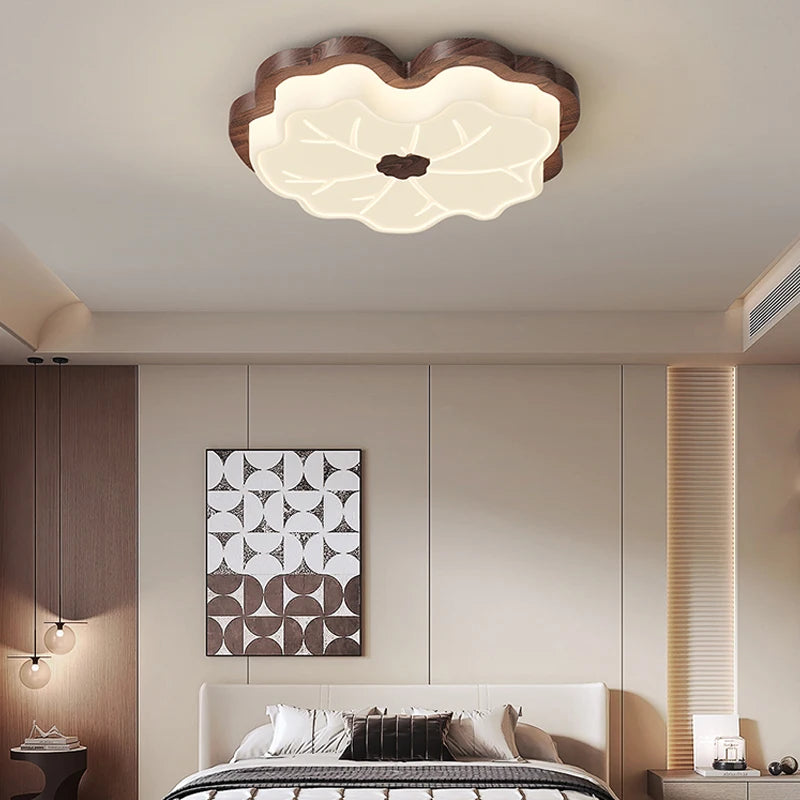lustre moderne imitation bois en forme de feuille d'arbre créatif - vue 4 sur 14