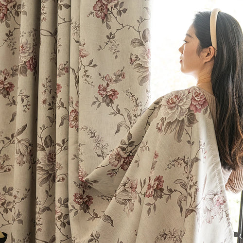 Rideau occultant floral élégant pour salon et chambre