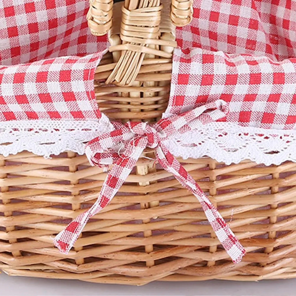 panier pique-nique en osier tressé pour camping grande capacité - vue 5 sur 8
