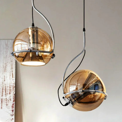 suspension en verre ambré style nordique moderne luminaire décoratif - vue 2 sur 7