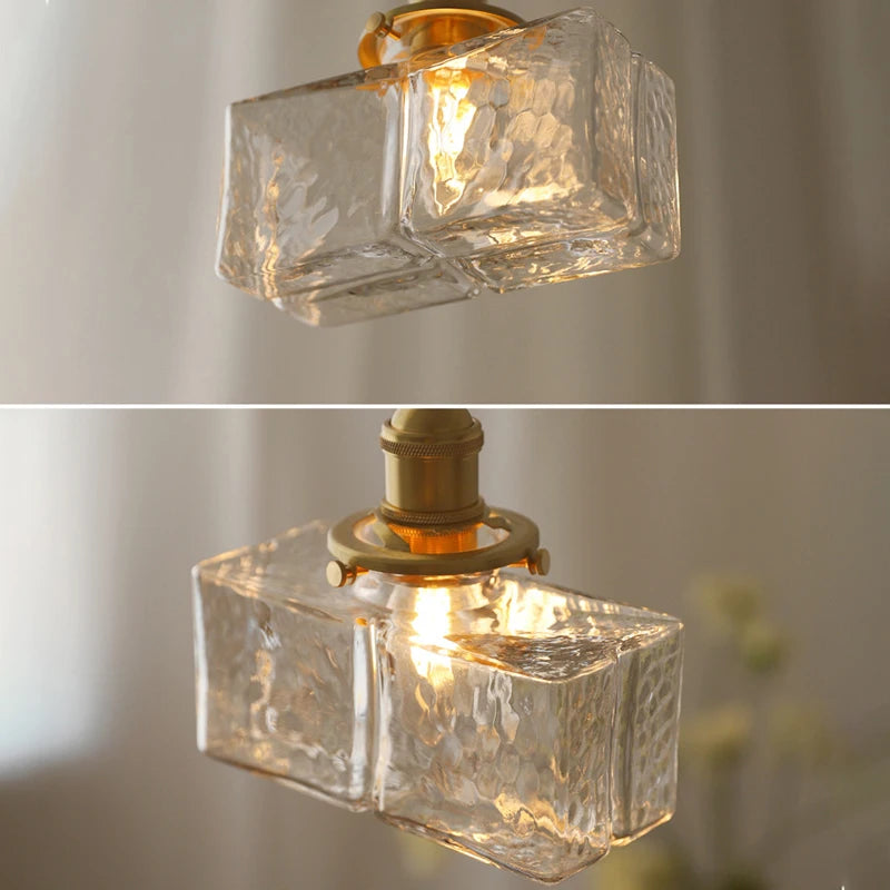 suspension rétro avec abat-jour en verre