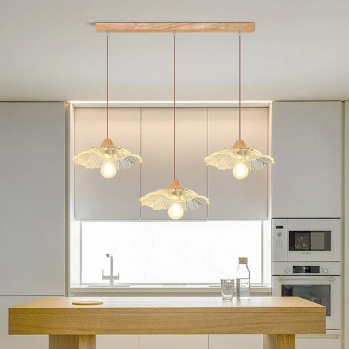suspension nordique en verre et bois pour intérieur décoratif - vue 2 sur 12