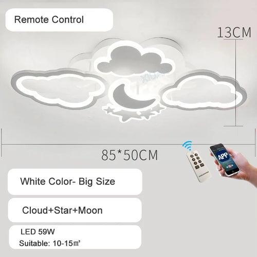 lustre led moderne en forme de lune étoile nuage pour enfants - vue 9 sur 25
