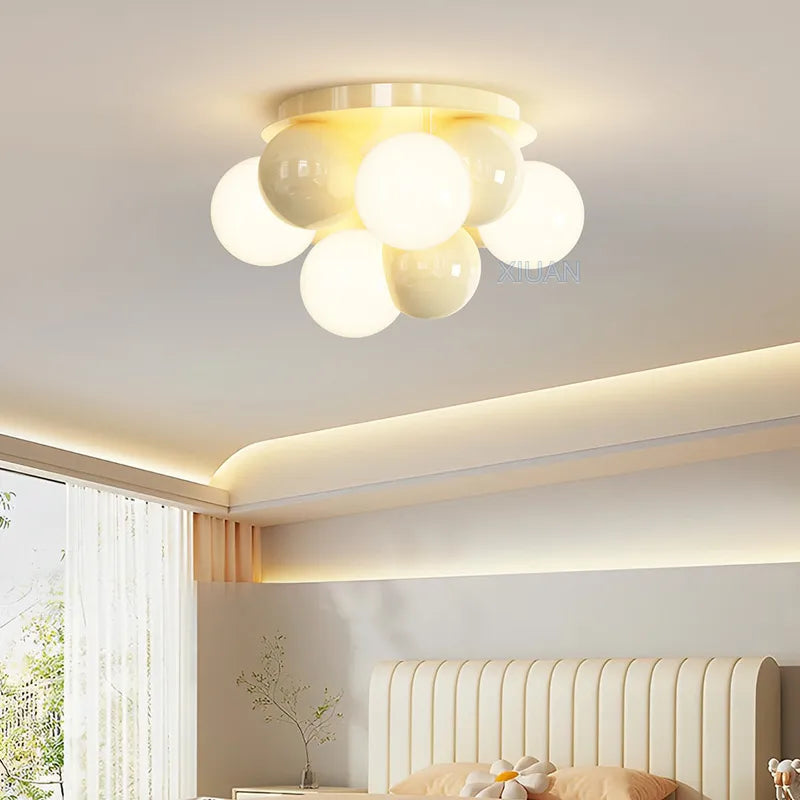 Lustre boule ronde nordique lumière bulle chambre plafonniers LED E27 salon salle à manger lustres pour chambre d'enfant