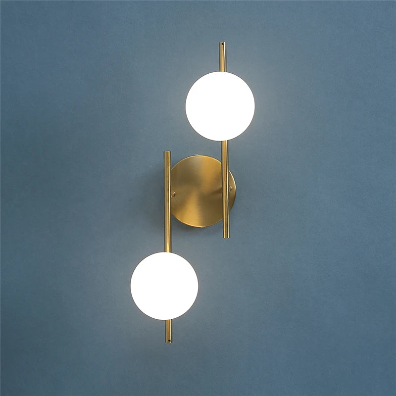 appliques murales modernes led avec boule ronde en verre laiteux
