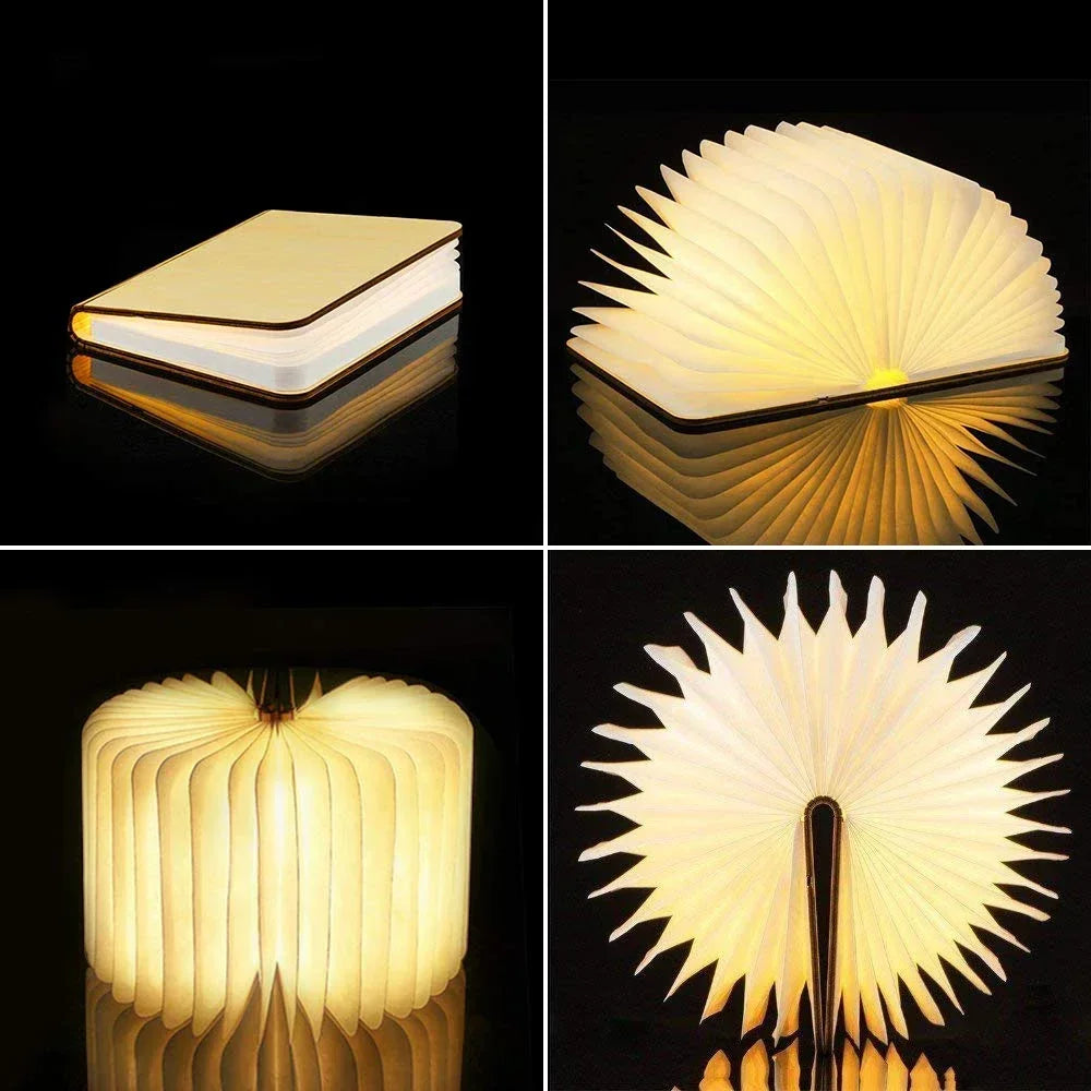 3D pliant créatif LED veilleuse RGB couleur USB Recharge en bois livre lumière décor chambre bureau lampe de Table pour enfant cadeau d'anniversaire - vue 5 sur 10