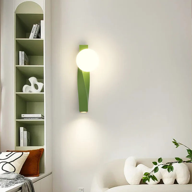 applique murale led en aluminium et verre rotatif