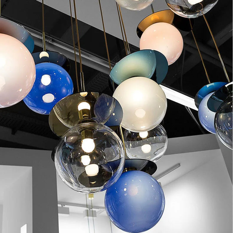 lustre à bulles de verre nordique créatif design original pour restaurants bars - vue 2 sur 10