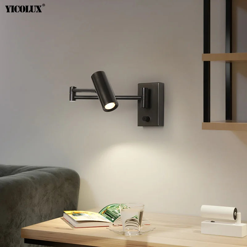 Rotatif 	 moderne applique murale LED lampes noir blanc salon TV fond applique allée lumières projecteur éclairage intérieur décor à la maison - vue 4 sur 16