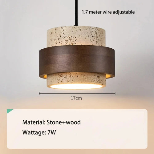 lustre moderne en bois et marbre pour décoration élégante - vue 6 sur 7