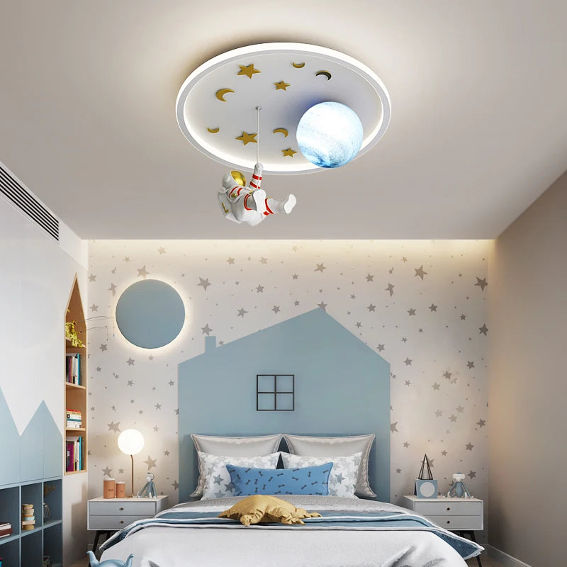 plafonnier led nordique créatif planète astronaute pour enfants - vue 4 sur 12