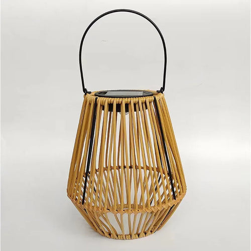 lanterne solaire en rotin pour balcon et jardin décoratif - vue 3 sur 6
