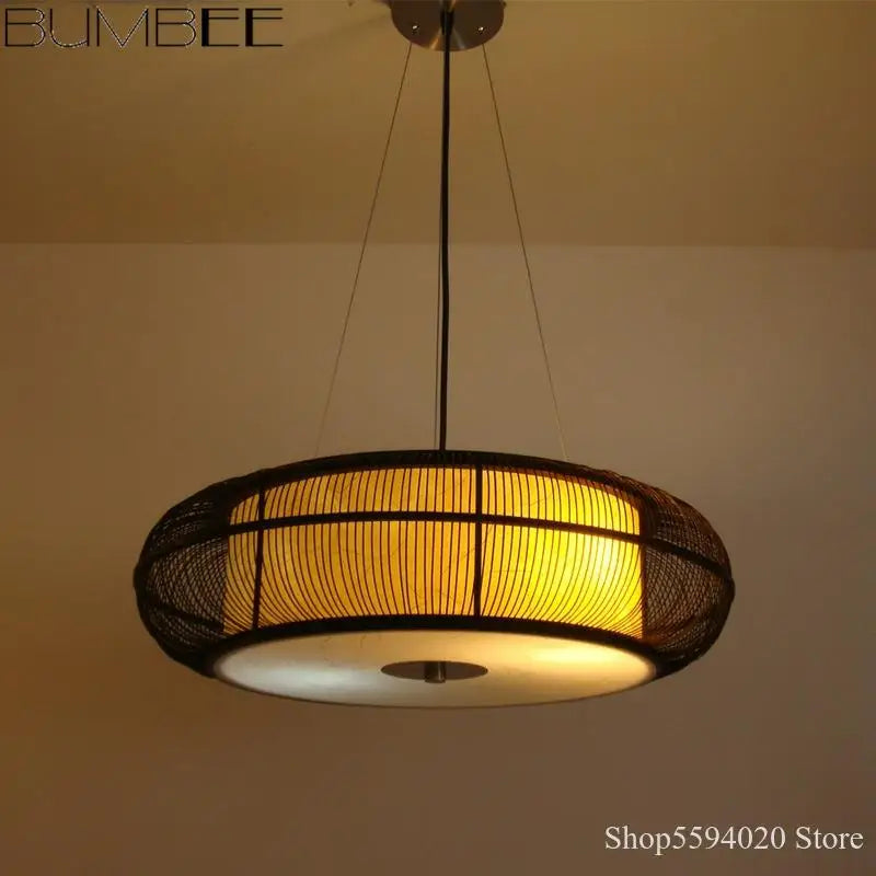 lustre en bambou fait main style moderne et élégant - vue 6 sur 10