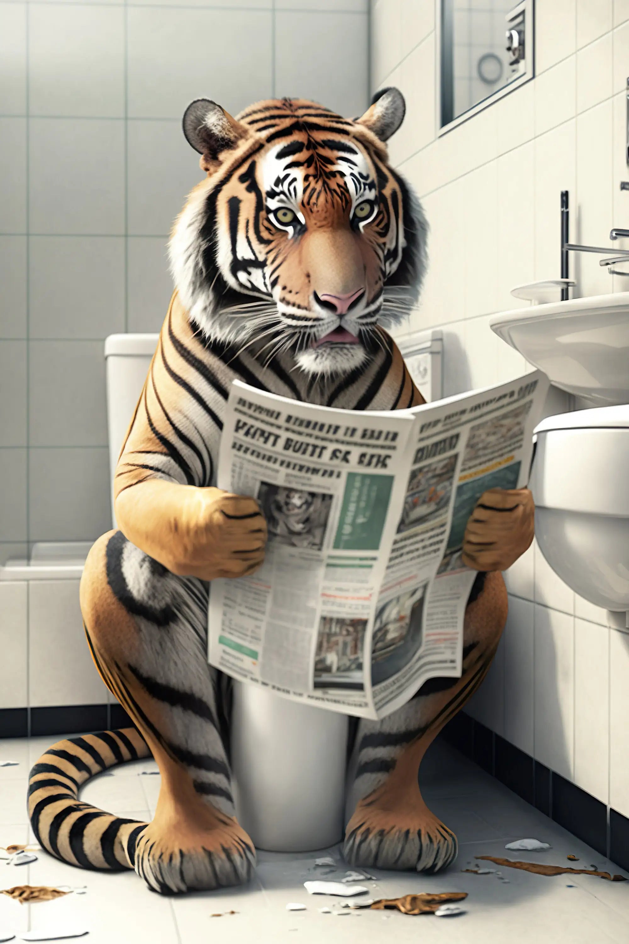 décoration murale humoristique avec animaux sur toilettes