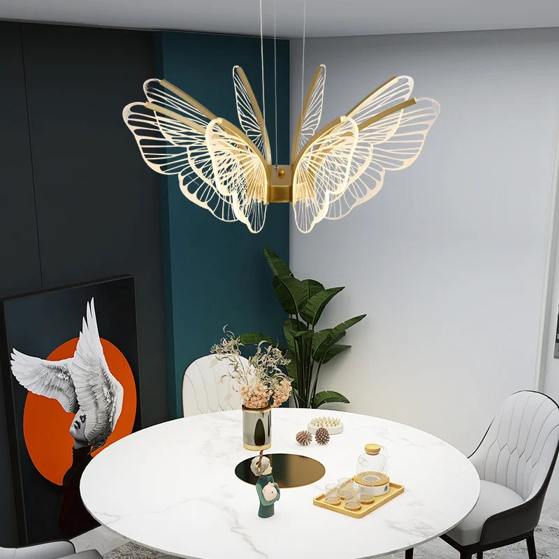 lustre led papillon design nordique moderne pour intérieur décoratif - vue 4 sur 8