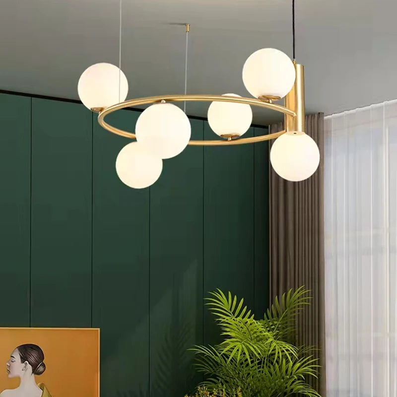 lustre nordique en verre avec cordon réglable pour décoration maison - vue 5 sur 13