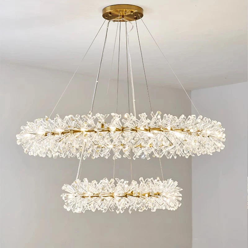 lustre moderne de luxe en cristal rond suspendu