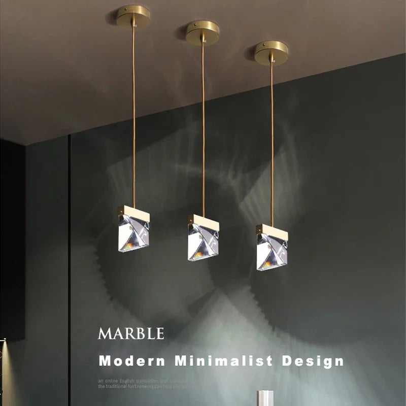 Lamp Gold Mini Pendant Light Bedside Table ,Modern Pendant Light In Kitchen Island, Color Changing Crystal Hanging Lamp For Be - vue 2 sur 6