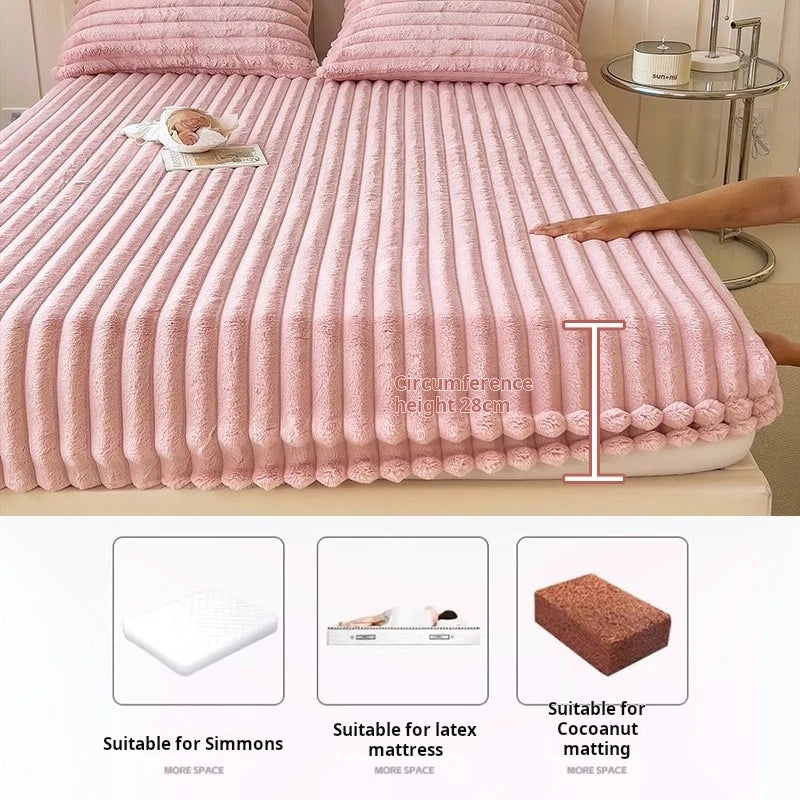 housse de matelas en velours chaud pour hiver doux et épais
