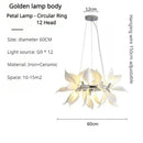lustre moderne en céramique avec pétales de fleurs et lumière led